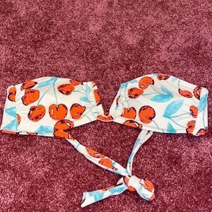 H&M Cream Cherries Strapless Swim Bikini Top 8